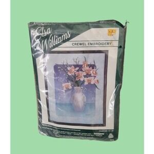 Vtg Elsa Williams crewel embroidery kit Orchids Flowers Vase #00318 UNOPENED